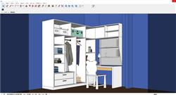 衣厨衣柜书桌SU模型 免费sketchup模型下载