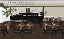 西方咖啡厅咖啡店SU模型
