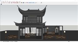 新中式茶馆建筑SU模型