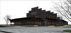 中式餐饮建筑SU模型