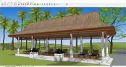 东南亚茅草亭子SU模型 免费sketchup模型下载