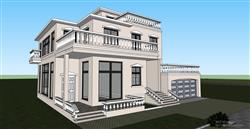 欧式独栋别墅建筑SU模型