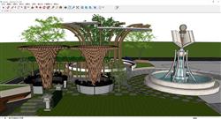 公园景观雕塑廊架SU模型 免费sketchup模型下载