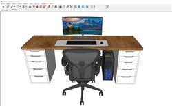 荷兰老铁的电脑桌SU模型 免费sketchup模型下载