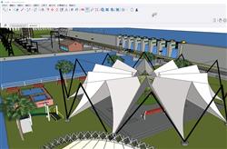 大坝水电站景观SU模型 免费sketchup模型下载
