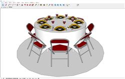 牙买加宴席桌圆桌椅SU模型 免费sketchup模型下载