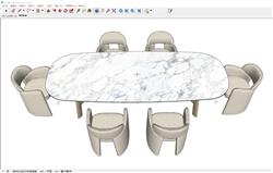 岩板餐桌椅家具SU模型 免费sketchup模型下载