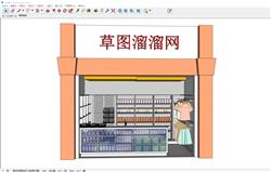 小商店店铺店门SU模型 免费sketchup模型下载