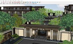 中式示范区小区建筑SU模型