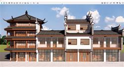 中式餐饮建筑SU模型