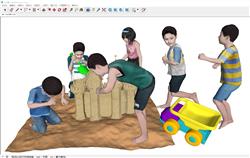 儿童小孩人物沙滩城堡SU模型