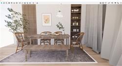藤椅餐桌椅SU模型