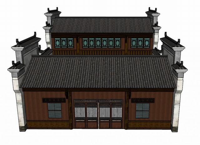 中式古建民居住宅的SU模型