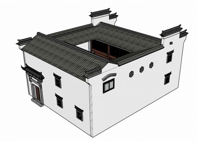 中式马头墙建筑民居SU模型