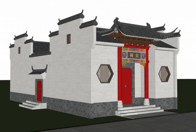 中式祠堂古建的SU模型