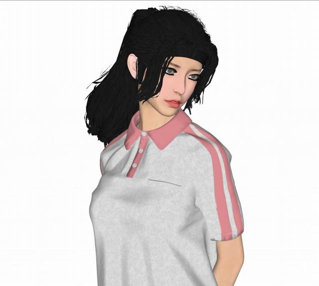 站姿校服女生人物的SU模型