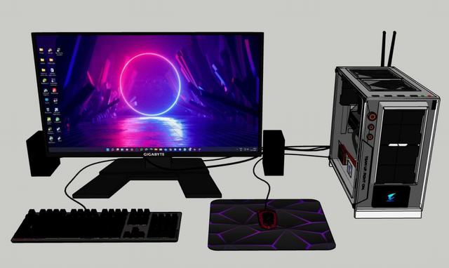 电竞主机电脑显示器SU模型