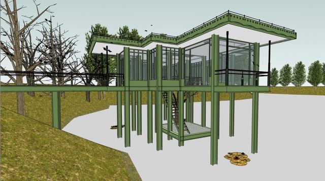 河边休闲小屋SU模型