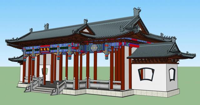 中式清代古建筑斗拱门SU模型
