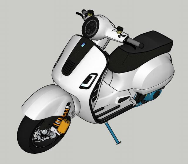 维斯帕踏板车摩托车SU模型