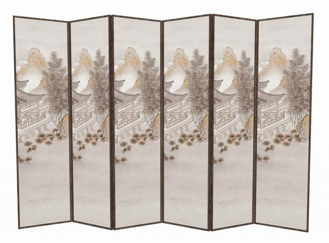 中式屏风隔断画SU模型