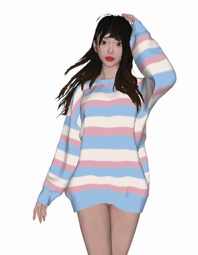针织衣卫衣女孩的SU模型