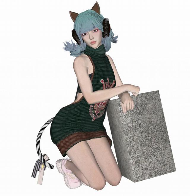 猫女孩角色扮演人物的SU模型