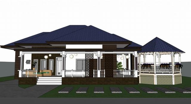 东南亚风格平方住宅建筑SU模型