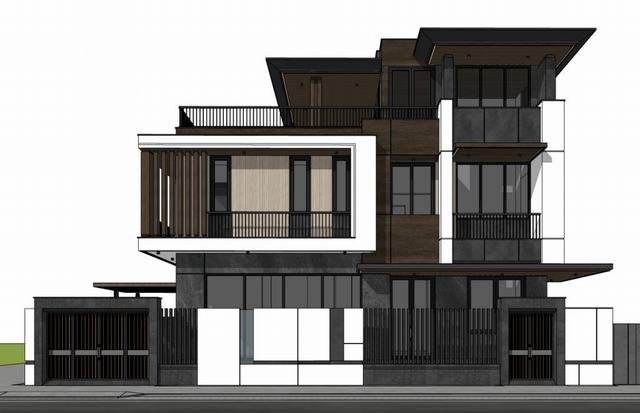 临街现代住宅别墅SU模型