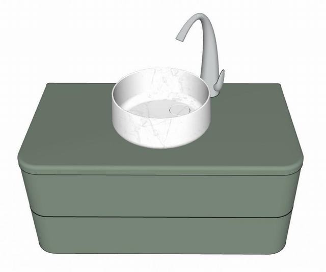 现代简约绿色洗手台SU模型
