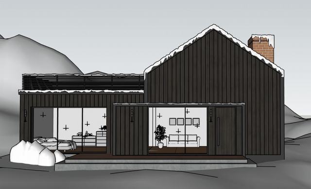 冬天美式烟囱房屋住宅SU模型