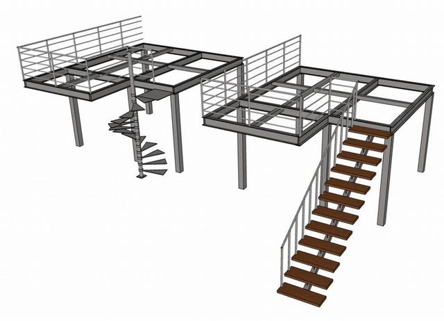 门店登高阁楼平台su模型