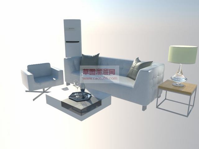 现代客厅沙发茶几立式空调模型分享作者是【夏晴】