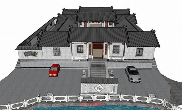 中式祠堂古建吻兽屋脊兽SU模型