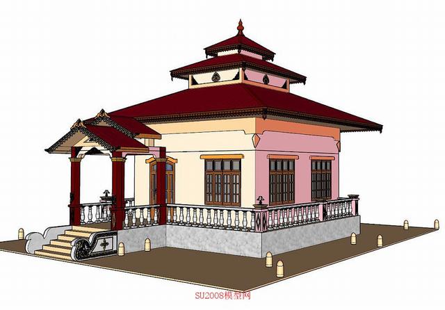 泰式风格房屋建筑SU模型