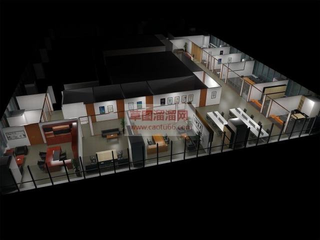 公司办公室室内空间SU模型