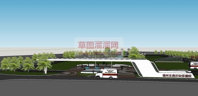 入口大门地下停车场入口喷泉SU模型