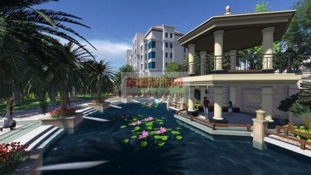 西洋景观欧式路灯树池SU模型