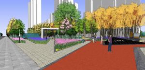 小区道路景观SU模型 免费sketchup模型下载