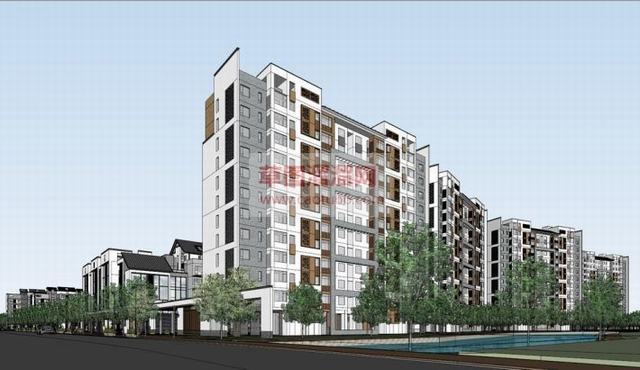 新中式建筑小区SU模型