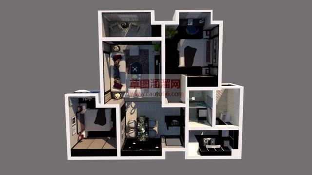 后现代家装室内SU模型