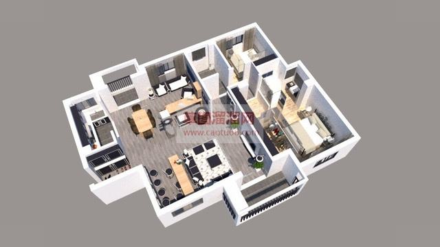 工业风格室内户型SU模型