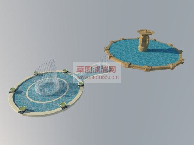 欧式水景喷泉SU模型