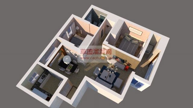 简约小户型室内SU模型