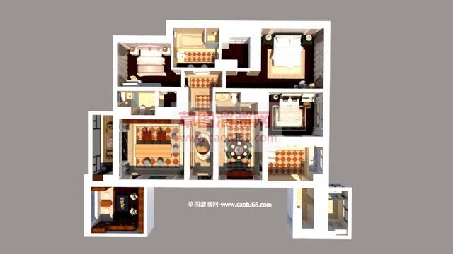 欧美户型室内SU模型