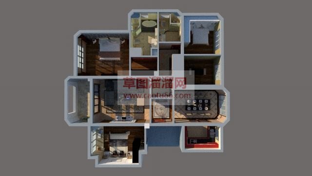 现代新中式室内SU模型
