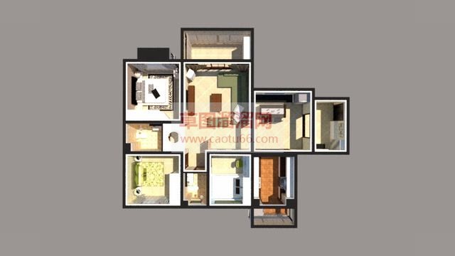 现代小清新家装SU模型