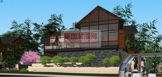 木屋别墅景观SU模型