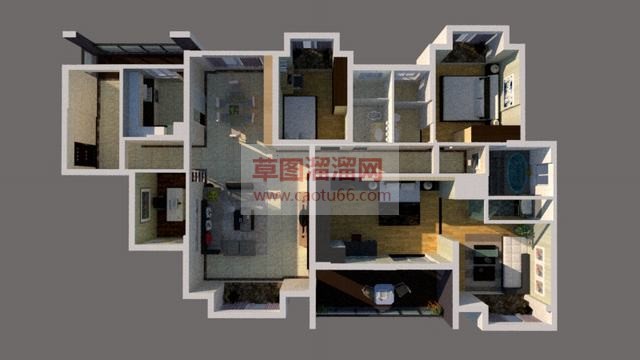 户型住宅室内SU模型