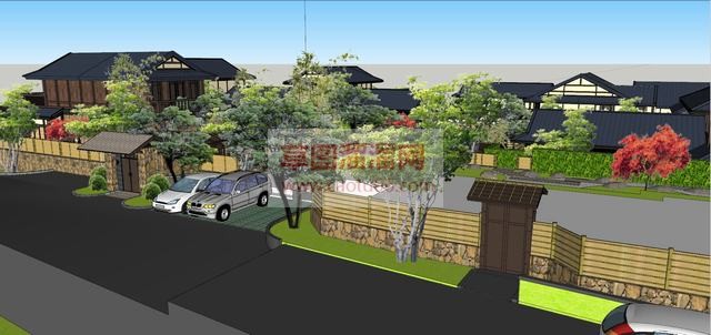 日式风格会所建筑SU模型